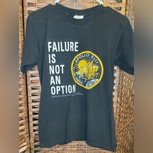 Apollo XIII Failure is Not an Option Men Small Black Short Sleeve T-Shirt Cotton